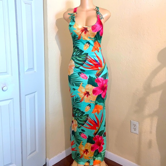 Dresses Miami Floral Maxi Dress Tropical Print Scoop Neck Maxi Dress Poshmark